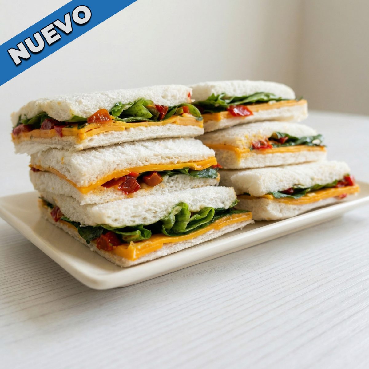 Sándwich de Queso cheddar, morrón y rúcula (16 Uds.)